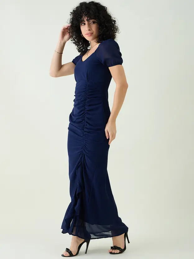 Women A-line-Blue Maxi-Full Length Dress - Image 3