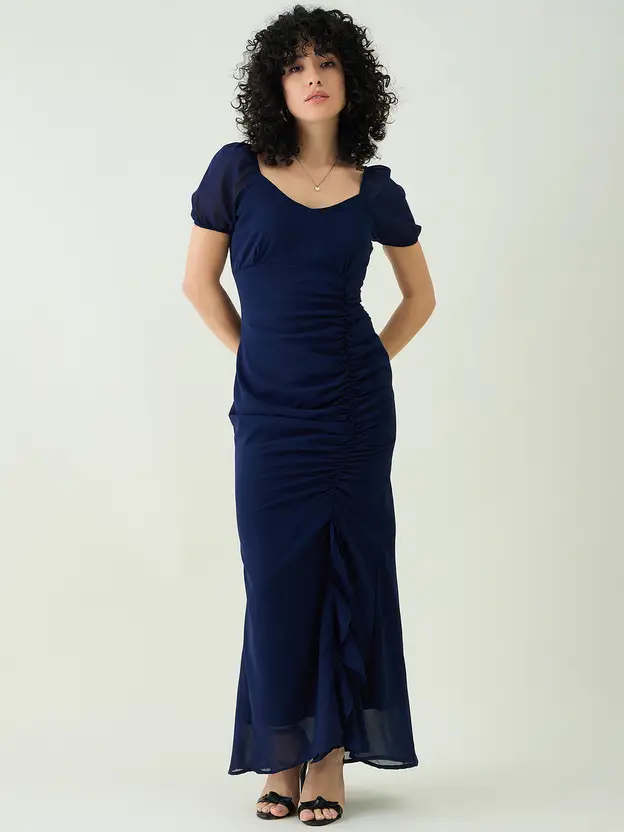 Women A-line-Blue Maxi-Full Length Dress - Image 2